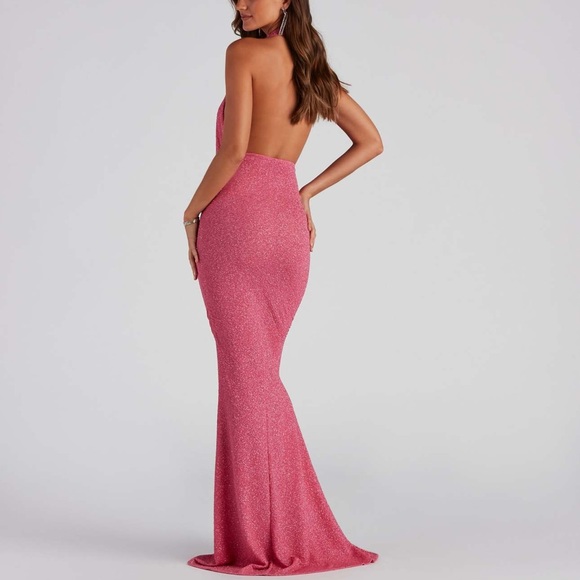 Windsor Pink Sparkle Cowl Neck Maxi Dress - Picture 2 of 3